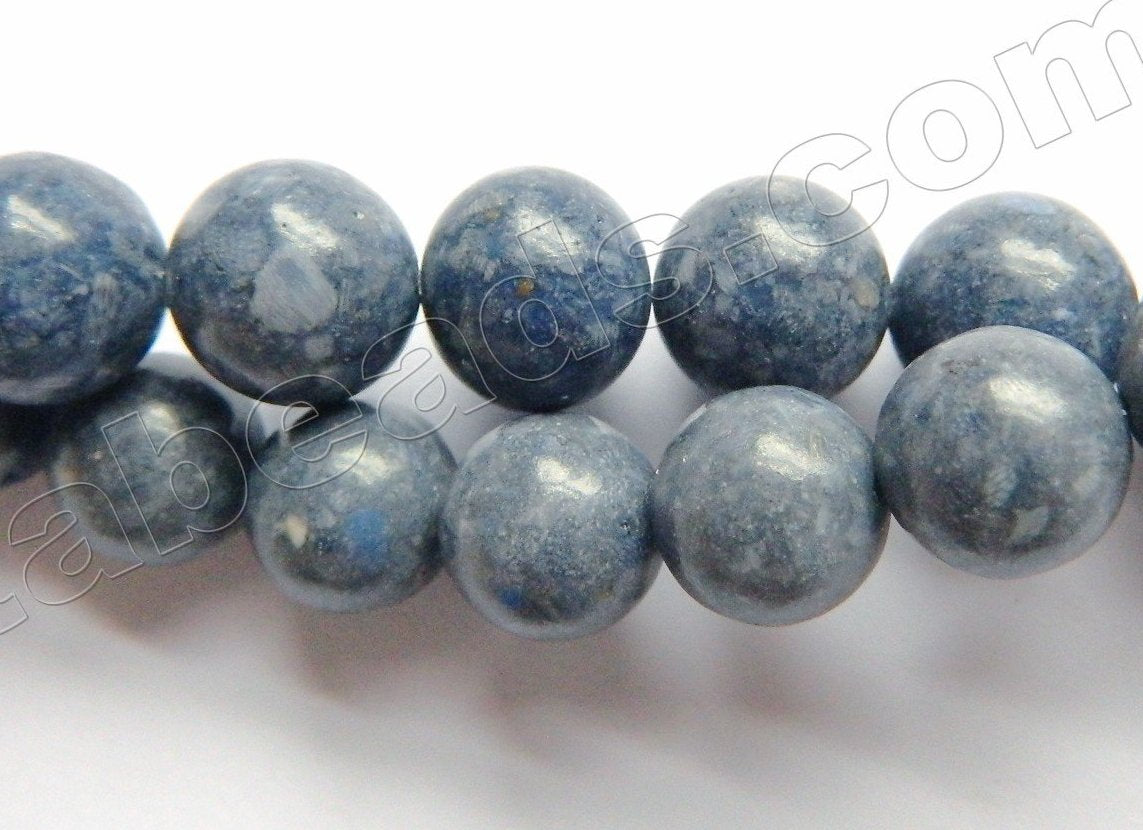 Blue Sponge Quaetz Natural  -  Smooth Round Beads  16"