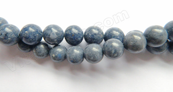 Blue Sponge Quartz Natural  -  Smooth Round Beads  16"