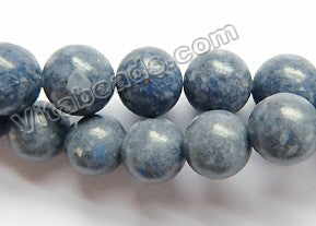 Blue Sponge Quaetz Natural  -  Smooth Round Beads  16"