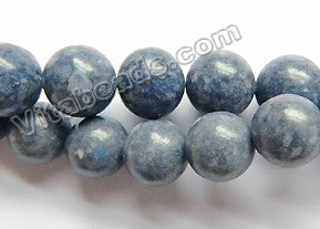 Blue Sponge Quartz Natural  -  Smooth Round Beads  16"