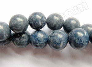 Blue Sponge Quartz Natural  -  Smooth Round Beads  16"