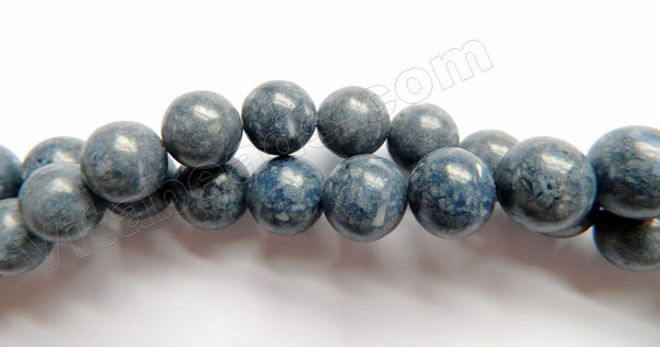 Blue Sponge Quaetz Natural  -  Smooth Round Beads  16"