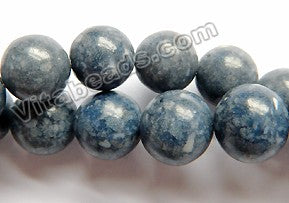 Blue Sponge Quaetz Natural  -  Smooth Round Beads  16"