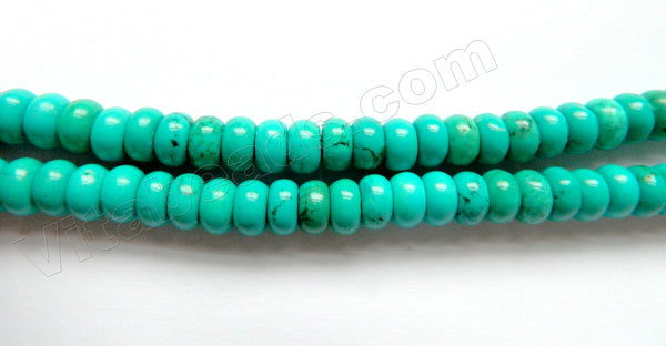 Deep Blue Green Chinese Turquoise A (Natural)  -  Smooth Rondels  16"   8 x 5 mm