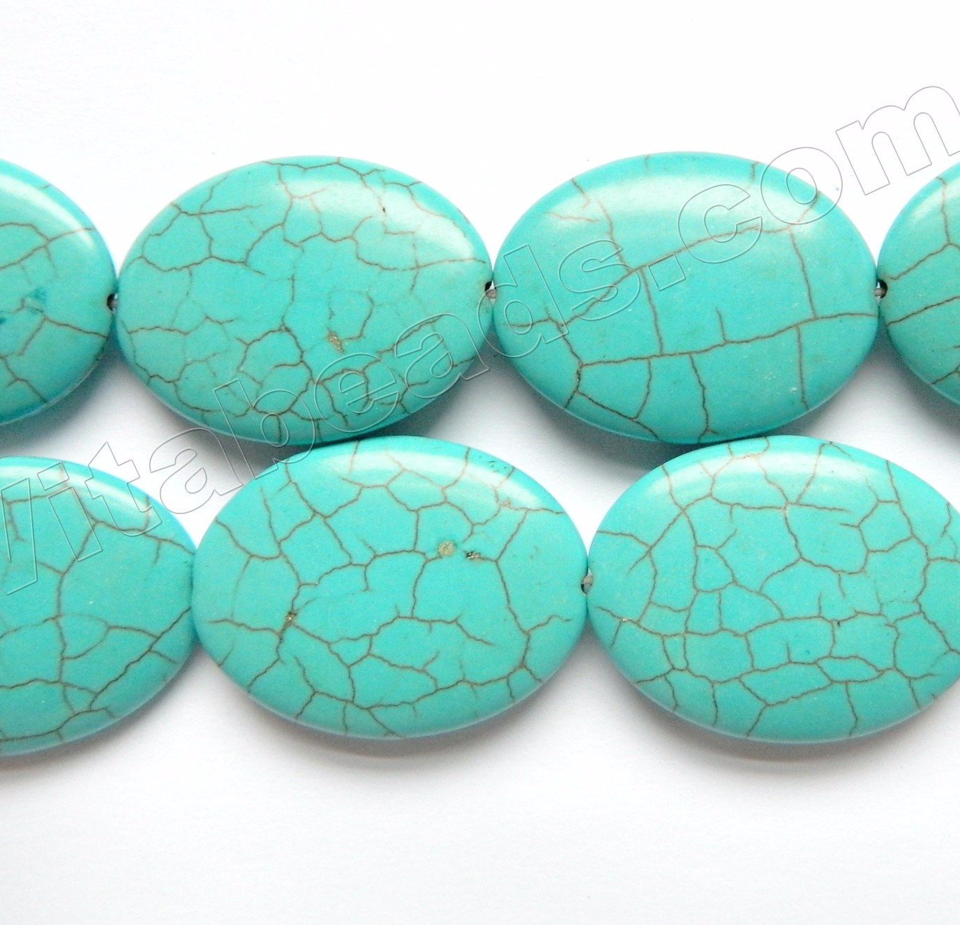 Cracked Chinese Turquoise  -  Puff Ovals  16"