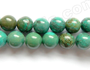 Natural Dark Chinese Turquoise w/ Brown  -  Smooth Round  16"    8 mm