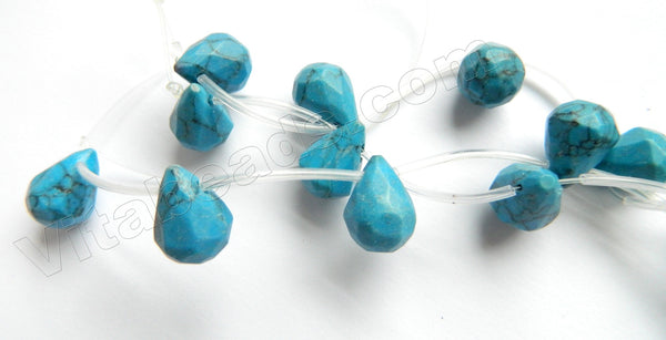 Howlite Turquoise  -  10x14mm Faceted Teardrop 16"