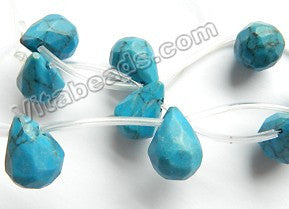 Howlite Turquoise  -  10x14mm Faceted Teardrop 16"