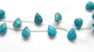 Howlite Turquoise  -  10x14mm Faceted Flat Briolette  16"