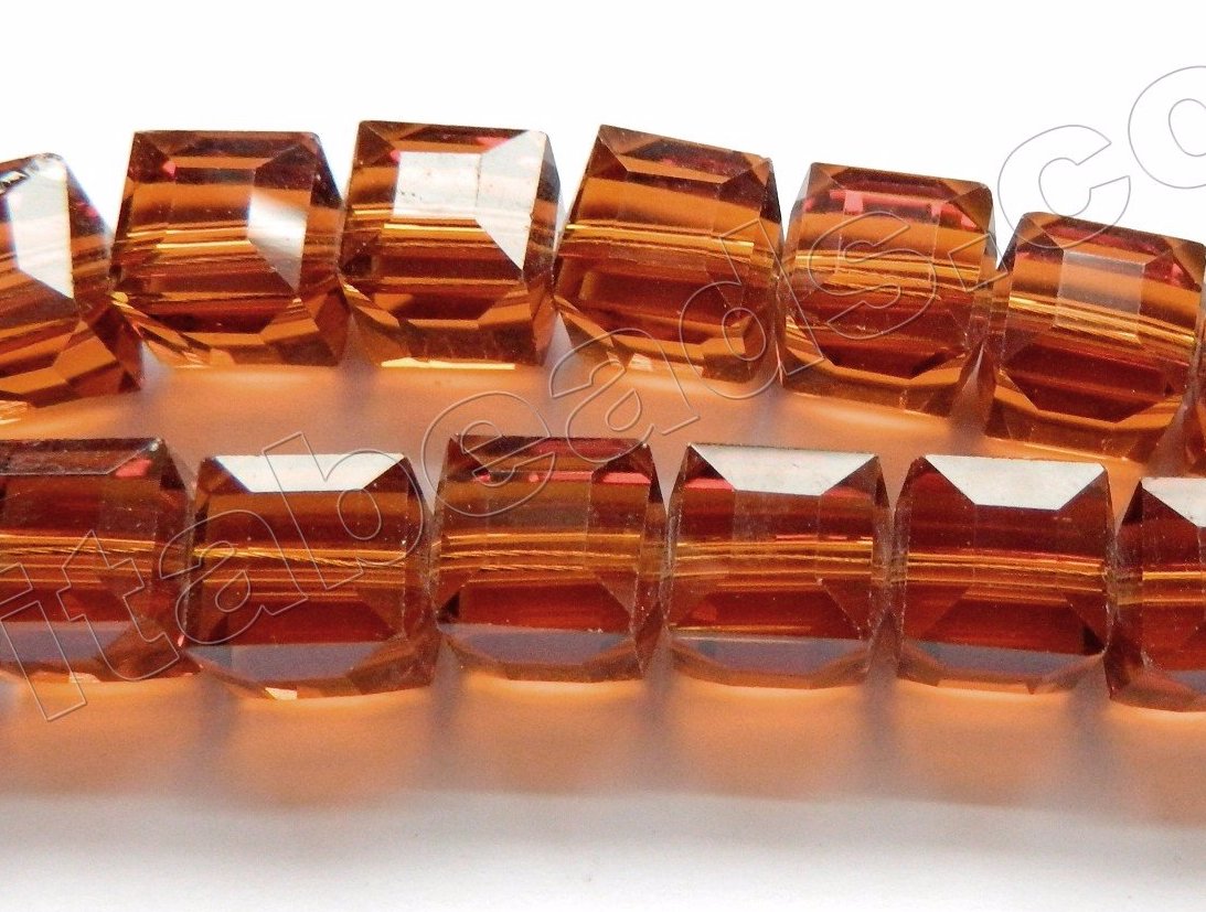 Dark Amber Crystal Quartz  -  Diamond Cut Cubes 16"