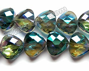 Dark Blue Green Peacock Crystal Qtz  -  Faceted Almond  6"
