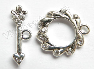 Brass w/ CZ Crystal  -  Wreath Style Toggle