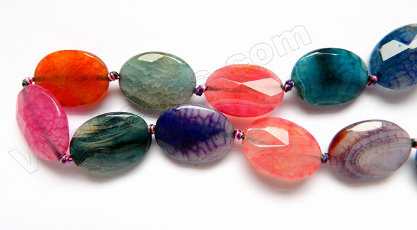 Mixed Bright Fire Agate A  -  Faceted Ovals  16"
