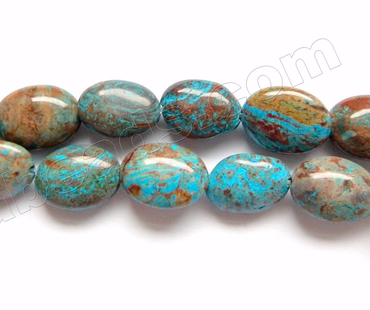 Aqua Stripe Jasper  -  Puff Oval  16"