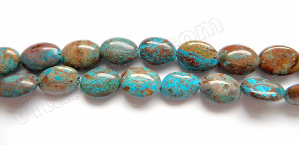 Aqua Stripe Jasper  -  Puff Oval  16"