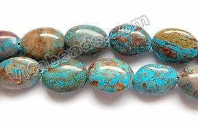 Aqua Stripe Jasper  -  Puff Oval  16"