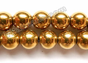 Gold Hematite  -  Smooth Round  16"