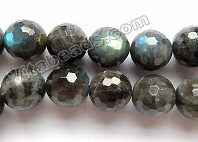 Labradorite Dark AA  -  Faceted Round  16"