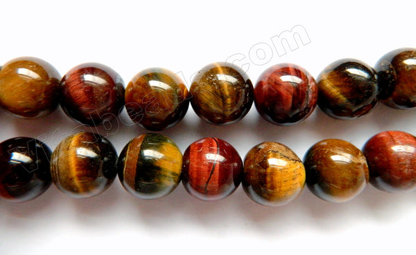 Mixed Yellow Red Blue Tiger Eye  -  Big Smooth Round  16"