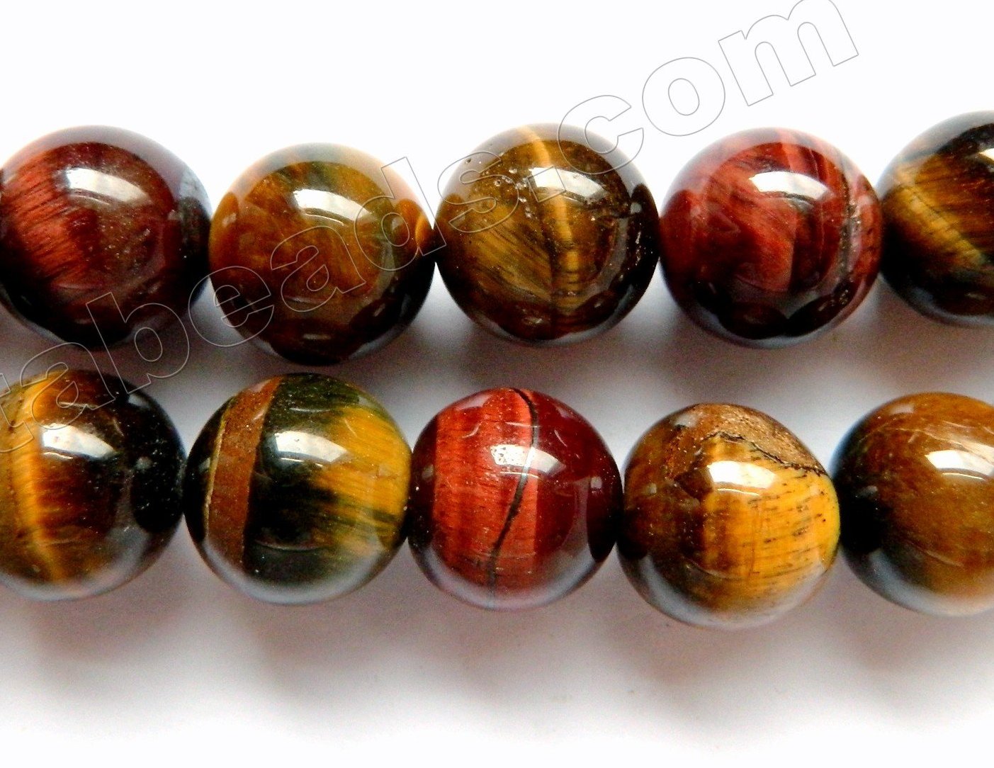 Mixed Yellow Red Blue Tiger Eye  -  Big Smooth Round  16"