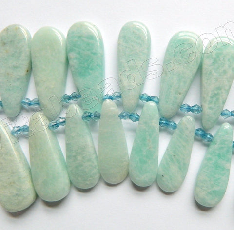 Light Russian Amazonite A - 13x20 to 15x40mm Graduated Top Drilled Long Drops 16"