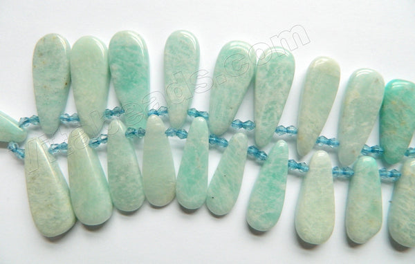 Light Russian Amazonite A - 13x20 to 15x40mm Graduated Top Drilled Long Drops 16"