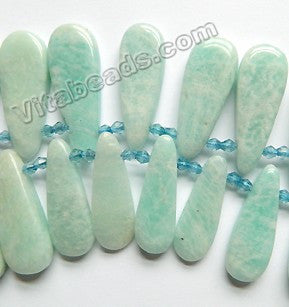 Light Russian Amazonite A - 13x20 to 15x40mm Graduated Top Drilled Long Drops 16"