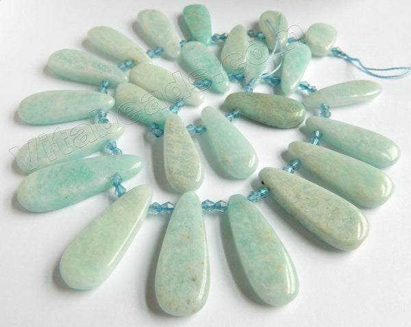 Light Russian Amazonite A - 13x20 to 15x40mm Graduated Top Drilled Long Drops 16"