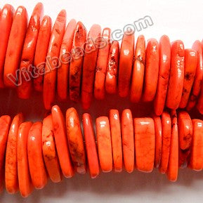 Orange Cracked Turquoise  -  Graduated Center Drilled Slices  16"