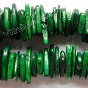 Dark Green Cracked Turquoise  -  Graduated Center Drilled Slices  16"