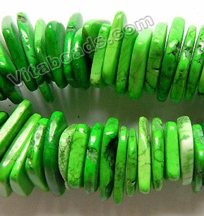 Bright Green Cracked Turquoise  -  Graduated Center Drilled Slices  16"