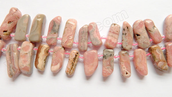 Rhodochrosite Natural  -  Graduated Top-drilled Tooth  16"