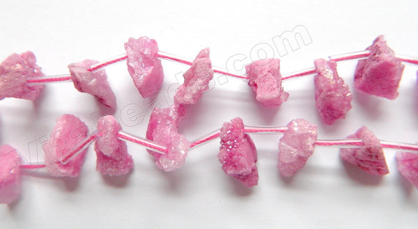 Fuchsia Druzy Crystal  -  Top Drilled Free From Rough  16"    Approximate 10 x 16 x 10 mm