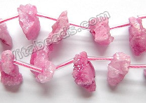 Fuchsia Druzy Crystal  -  Top Drilled Free From Rough  16"    Approximate 10 x 16 x 10 mm