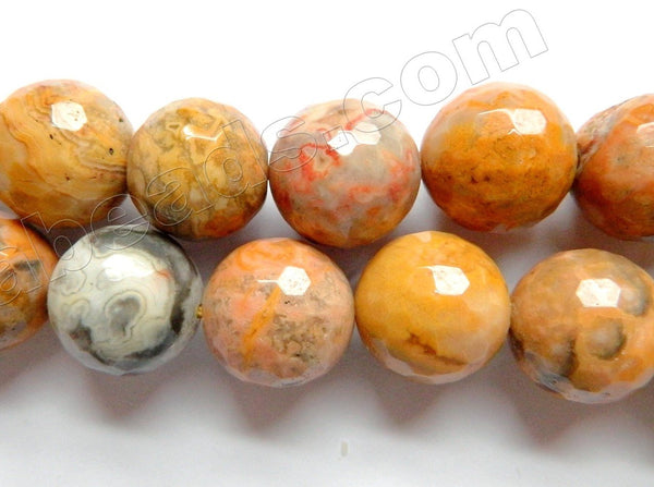 Crazy Lace Agate A  -  Faceted Round Beads 16"