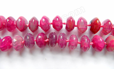 Fuchsia Fire Agate A  -  Smooth Buttons w/ Knot 16"    8 x 14 mm
