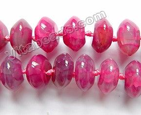 Fuchsia Fire Agate A  -  Smooth Buttons w/ Knot 16"    8 x 14 mm