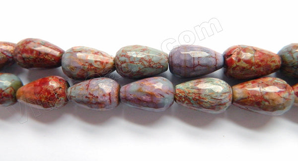 Purple Brown Fire Agate  -  Faceted Drops  16"