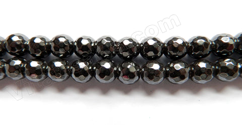 Magnetic Hematite  -  128 cut Faceted Round  16"