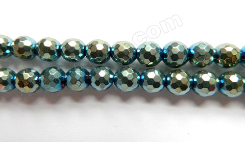 London Blue Plated Hematite  -  96 cut Faceted Round 16"