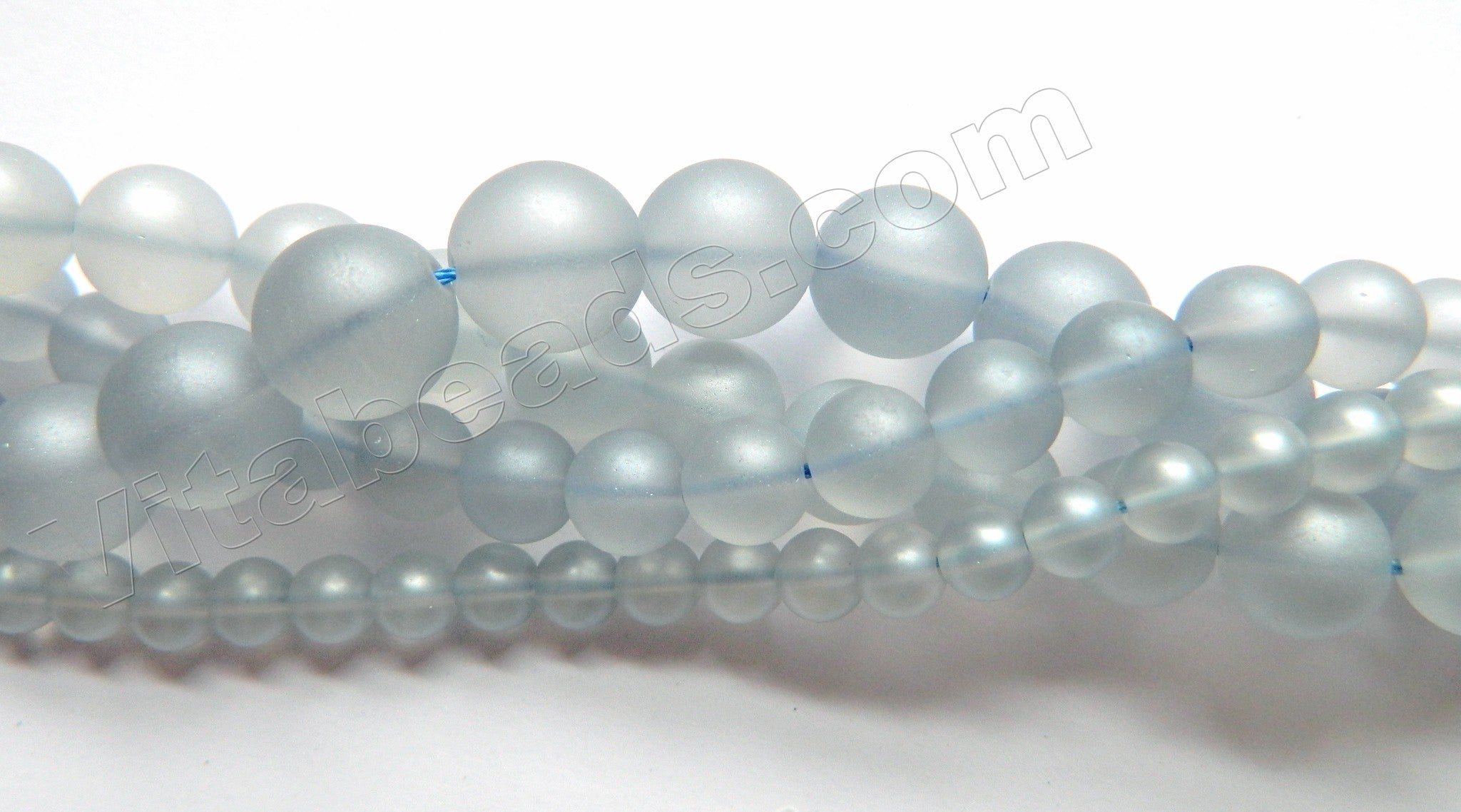 Frosted Light Sky Blue Crystal Quartz  -  Smooth Round  16"