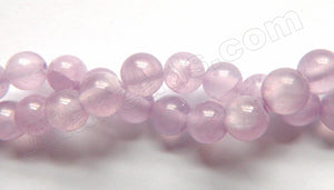 Light Lavender Semi Transparent Jade  -  Smooth Round Beads  16"