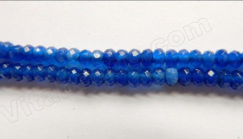 Deep Lapis Jade  -  Small Faceted Rondel  15"