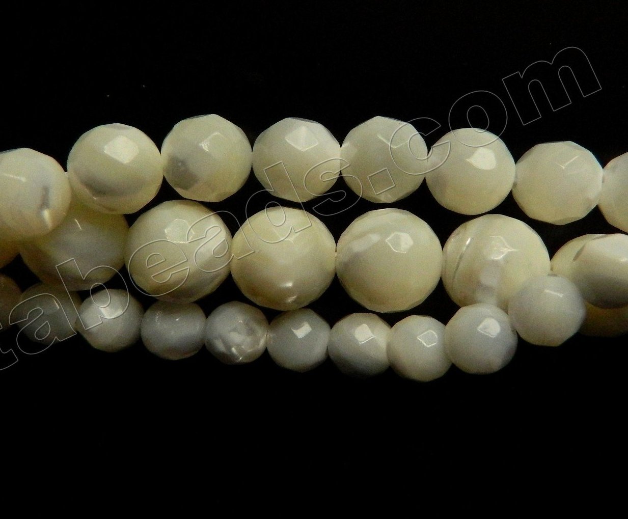 Mother of Pearl White  -  Faceted Round  15"