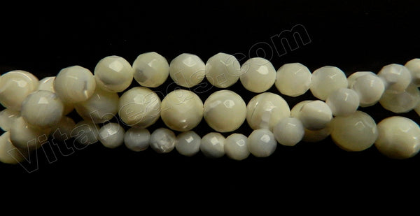 Mother of Pearl White  -  Faceted Round  15"