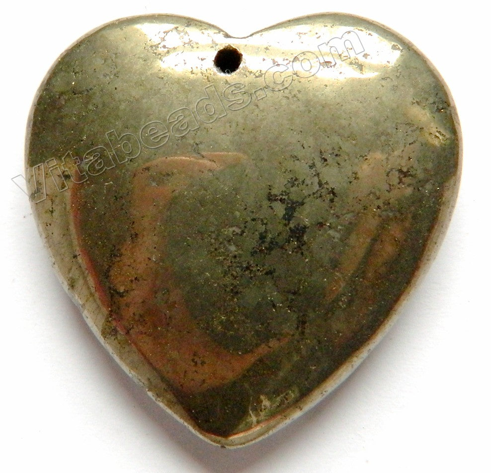 Pendant - Smooth Heart Pyrite
