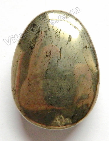 Pendant - Smooth Oval Drop Pyrite