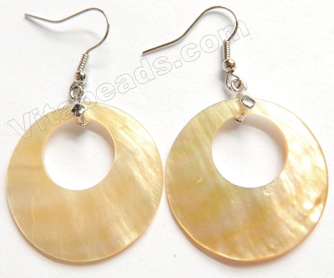 Mother of Pearl - Cream Yellow - Drop Donut Earring Pair