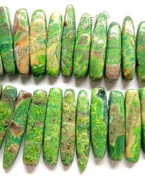 Green Stripe Jasper  -  Graduated Smooth Top-drilled Long Sticks 16"     6 x 20 - 50 mm