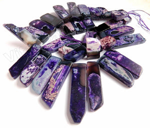 Purple Black Fire Agate Jasper  -  Graduated Top-drilled Long Rectangle Slabs  15"